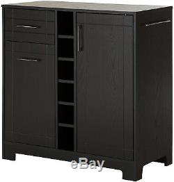 South Shore Vietti Bar Cabinet With Bottle And Glass Storage, Black Oak