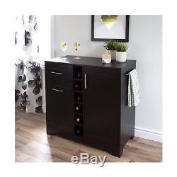 South Shore Vietti Bar Cabinet with Bottle and Glass Storage, Black. 2DAY SHIP