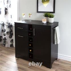 South Shore Vietti Bar Cabinet with Bottle and Glass Storage, Black Oak