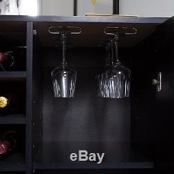 South Shore Vietti Bar Cabinet with Bottle and Glass Storage in Black Oak New
