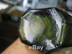 Spectacular Olive Black Glass1820's Iron Pontiled 8 Sided Medicine