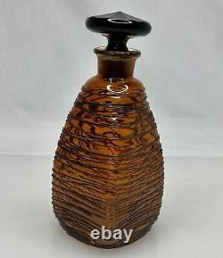Steuben Antique Amber Glass Perfume Bottle Black Threading 87372