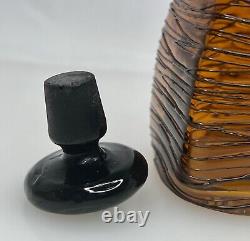 Steuben Antique Amber Glass Perfume Bottle Black Threading 87372