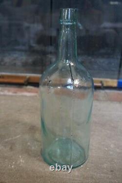 Stunning Crude Aqua Antique Demijohn Bottle Applied Top Mold Blown 1800s