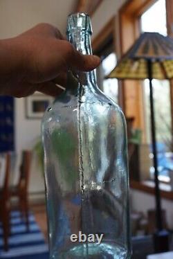 Stunning Crude Aqua Antique Demijohn Bottle Applied Top Mold Blown 1800s