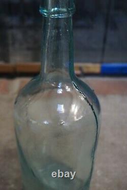 Stunning Crude Aqua Antique Demijohn Bottle Applied Top Mold Blown 1800s