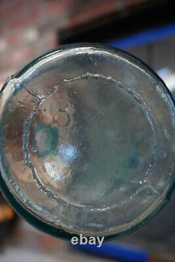 Stunning Crude Aqua Antique Demijohn Bottle Applied Top Mold Blown 1800s