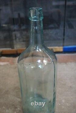 Stunning Crude Aqua Antique Demijohn Bottle Applied Top Mold Blown 1800s