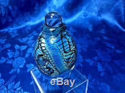 Stunning Eickholt Blue to Black Studio Art Glass Paperweight Perfume Bottle