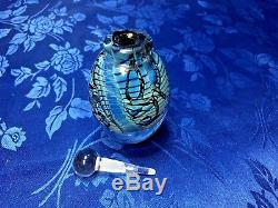 Stunning Eickholt Blue to Black Studio Art Glass Paperweight Perfume Bottle