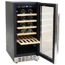 Sunnydaze 33 Bottle Beverage Refrigerator Glass Door Wine Beer or Water Black