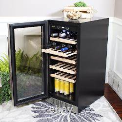 Sunnydaze 33 Bottle Beverage Refrigerator Glass Door Wine Beer or Water Black