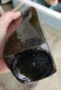 Super Crude Antique Sealed Case Gin Bottle Black Glass