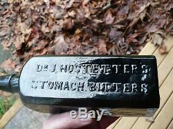 Super crude Hammer whittled Black Glass DR. J. HOSTETTERS STOMACH BITTERS 1860S