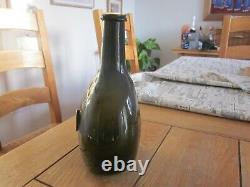 Superb English Dated Black Glass Bladder Wine Bottle Jos Phillipp 1777