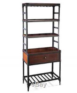 Tall Bakers Rack Kitchen Shelf Rustic Wine Bottle Glass Storage Tower Pantry NEW