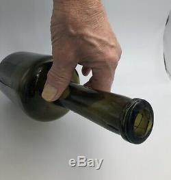Tall Black Glass Ale Bottle Long Neck Green Pontil