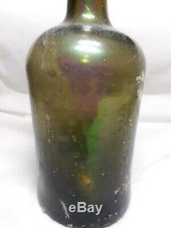 Tall Early 18th Century Black Glass Rum Bottle Found In South Carolina Waters