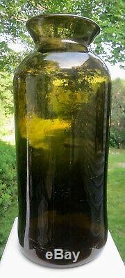 Tall Heavy Antique Black Glass French Food Storage Jar with Pontil Good Condtion