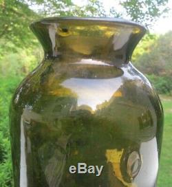 Tall Heavy Antique Black Glass French Food Storage Jar with Pontil Good Condtion