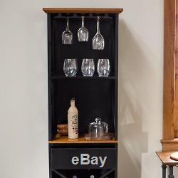 Tall Wood Wine Cabinet Bottle Glass Floor Storage Rack Holder Tower Farmhouse
