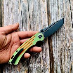Tanto Folding Knife Pocket Hunting Survival 154CM Steel G10 Handle Stonewashed S