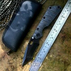 Tanto Folding Knife Pocket Hunting Survival Tactical D2 Steel Titanium Handle 4