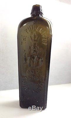 The Philantrop Antique Black Glass Gin Case Bottle Imported by Luigi Psaila
