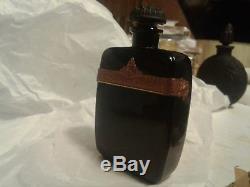 The honey gold perfume black bottle lalique glass lid collectible rare VTG WOW