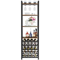 Tribesigns 20 Bottle Wine Bakers Rack Wine Bar Cabinet with Glass Holder & Shelves