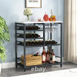 Tribesigns Morden Wine Rack Table with Glass Holder Wine Bar Cabinet Bottle Holder