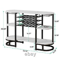 Tribesigns Wine Rack Table with Glass Holder, Wine Bar Cabinet with Wine Storage