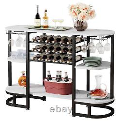 Tribesigns Wine Rack Table with Glass Holder, Wine Bar Cabinet with Wine Storage