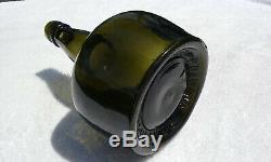 Tumbled 1800's Antique Black Glass P. Dawson Glenievit Whiskey Bottle