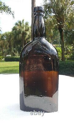 Tumbled 1860's 10 Antique Black Glass Whiskey Bottle! Very Unusual Shape