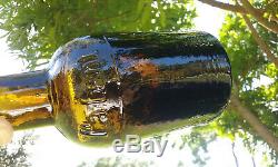 Tumbled 1860's Patent Antique Black Glass Ale/liquor Bottle! Top Example
