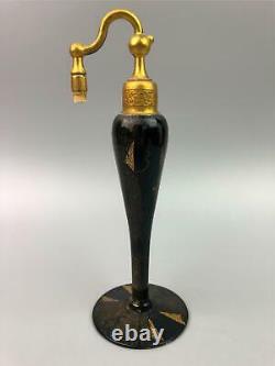 Unusual Art Deco Perfume Bottles DE VILBISS Black Gold Glass