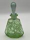 Vntg Art Deco Perfume Bottle/green Uranium Glass/czechoslovakia Stamped/flower