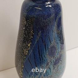 VTG 1981 Signed Eickholt Art Glass Perfume Bottle Blue Gold Silver Purple Black