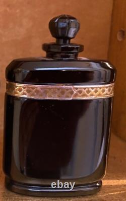 VTG LOT Caron Nuit de Noel French Black Crystal Perfume Bottle 4-1/4 to 2-3/4