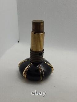 Vaporisateur France Black/gold Perfume Bottle Glass Antique/vtg Art Deco 3