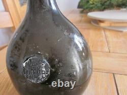 Very Rare Black Glass Sealed Bladder Wine Bottle Jos Phillips 1775