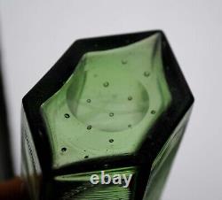 Very Rare C 1800 Apothecary Green Glass Hexagonal Bottle