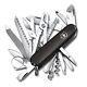 Victorinox Swisschamp / Black Knife With Leather Clip Pouch Made In Switzerland