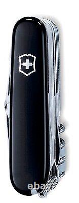 Victorinox SwissChamp / BLACK Knife With Leather Clip Pouch Made In Switzerland