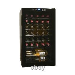 Vinotemp 34 Bottle Touch Screen Beverage Wine Cooler with Tinted Glass Door, Black