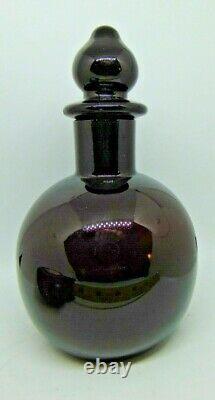 Vintage 1920's Czech Black Glass Scent or Perfume Bottle 5.5 tall