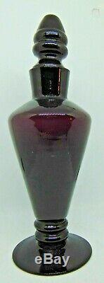 Vintage 1920's Czech Black Glass Scent or Perfume Bottle Acorn Stopper 7 tall