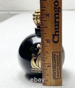 Vintage 1920s Perfume Bottle Jeanne Lanvin Black Glass Ball 3.25 Inches High