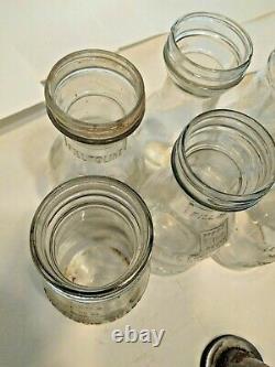 Vintage 8 Glass Oil Bottles And Metal Carrier Rack
